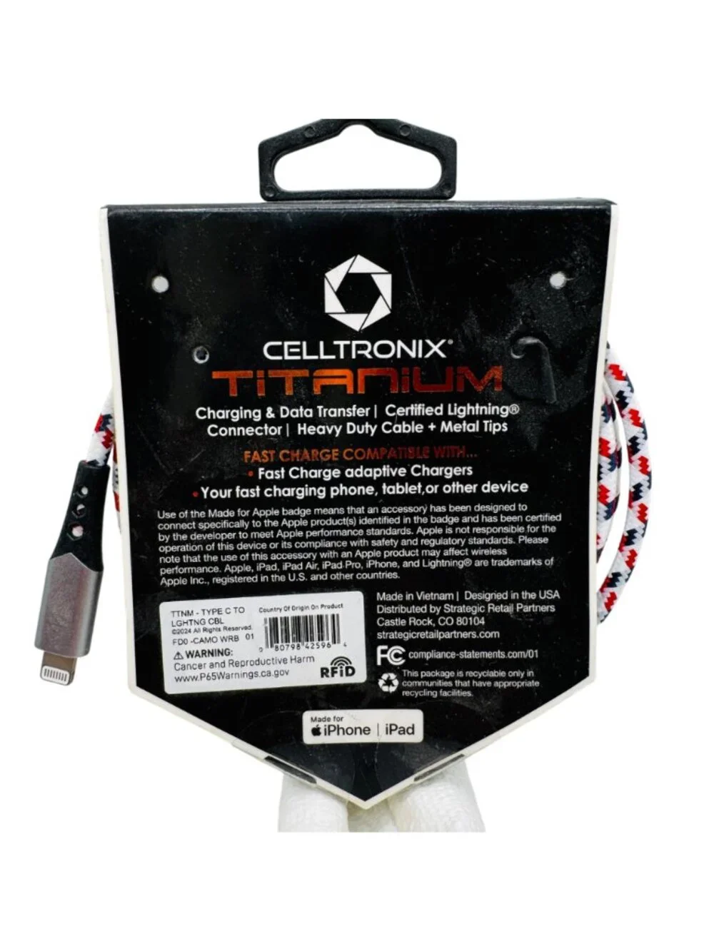 Celltronix Titanium 6 Ft Type C To Fast Charging Heavy Duty USB Charging Cable F